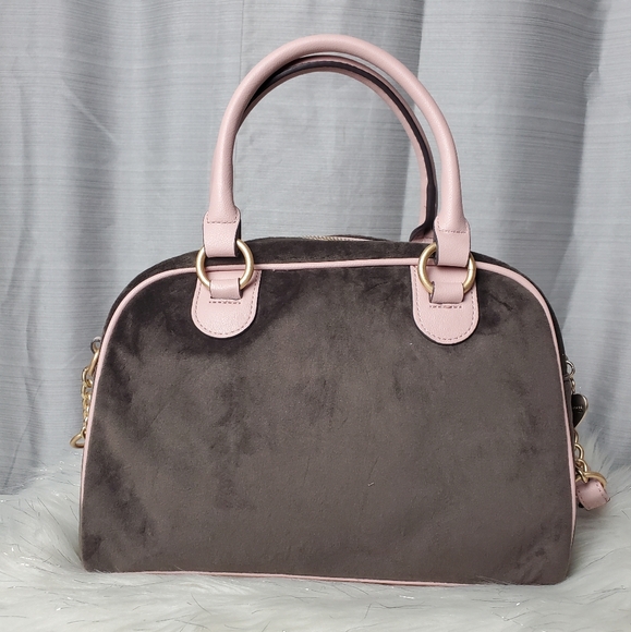 JUICY COUTURE chocolate/dusty blush retro vibe satchel crossbody bag - Picture 5 of 9